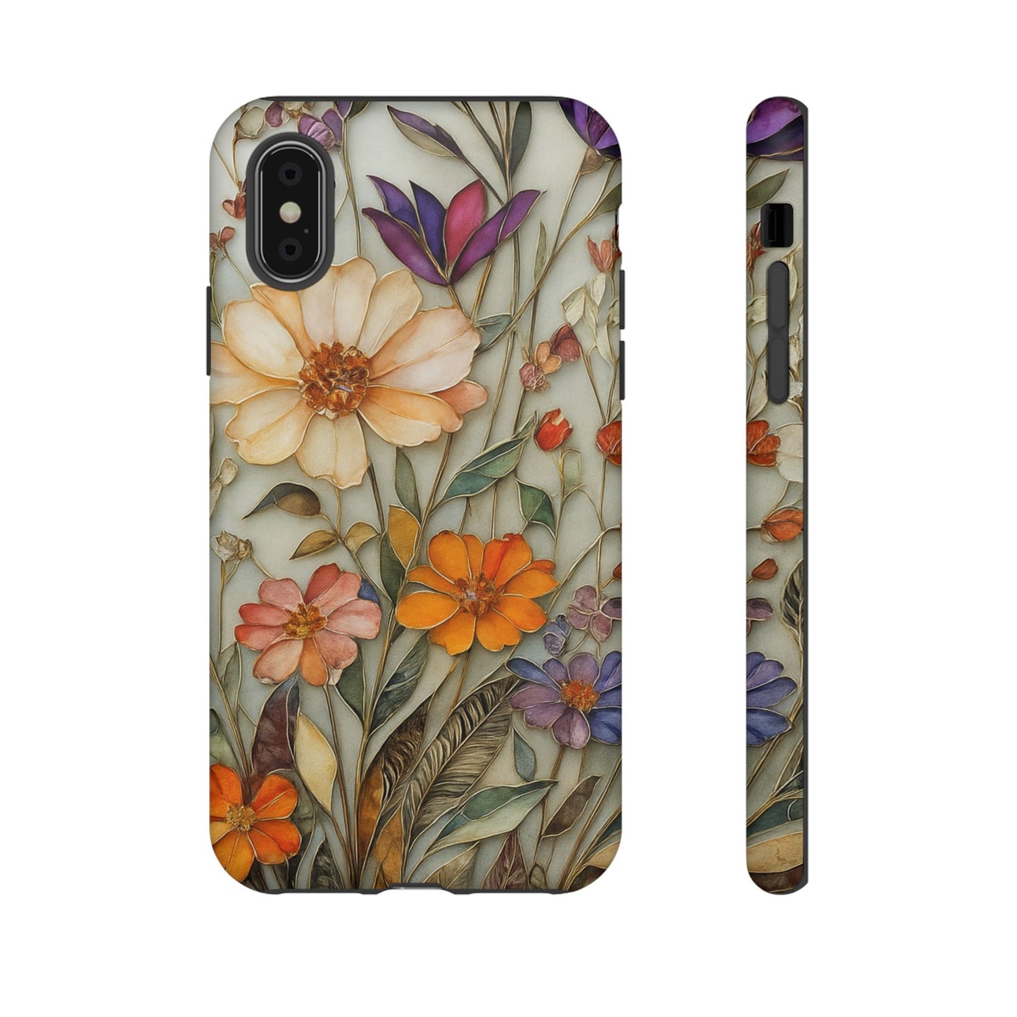 Phone case For iPhone & Samsung, Wildflower Mosaic MagSafe iPhone Case: Botanical Floral Design iPhone