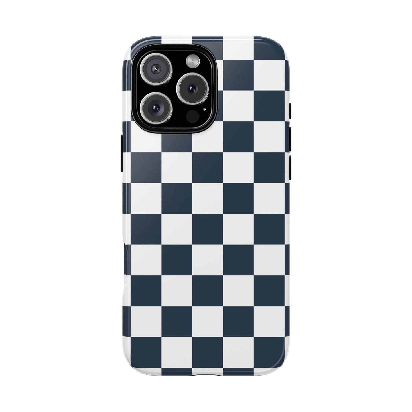 Navy Checkerboard Phone Case, iPhone 17 Pro, 17, 16, 15, 14, 13, 12, 11, X, XR, XS MAX, Tough Case for iPhone