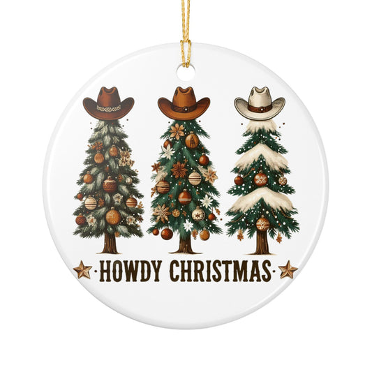 Howdy Christmas Ornament Western Cowboy Hat Christmas Tree Decor, Country Holiday Ornament, Cowgirl Cowboy Gift Farmhouse Christmas Keepsake