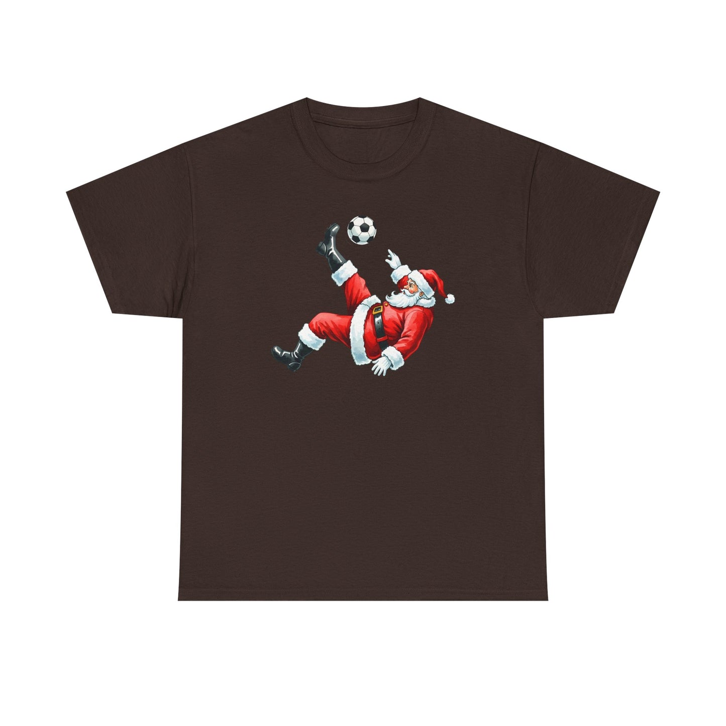 Santa Soccer Heavy Cotton Tee, Fun Holiday Shirt, Christmas Party, Gift for Him/Her, Festive Clothing, Casual Wear, Gift for her