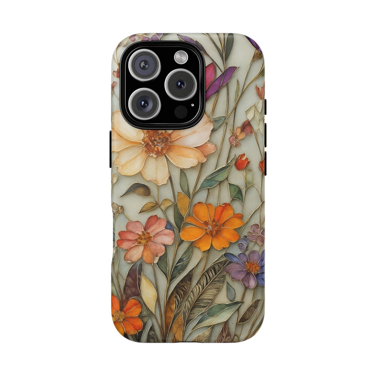 Phone case For iPhone & Samsung, Wildflower Mosaic MagSafe iPhone Case: Botanical Floral Design iPhone