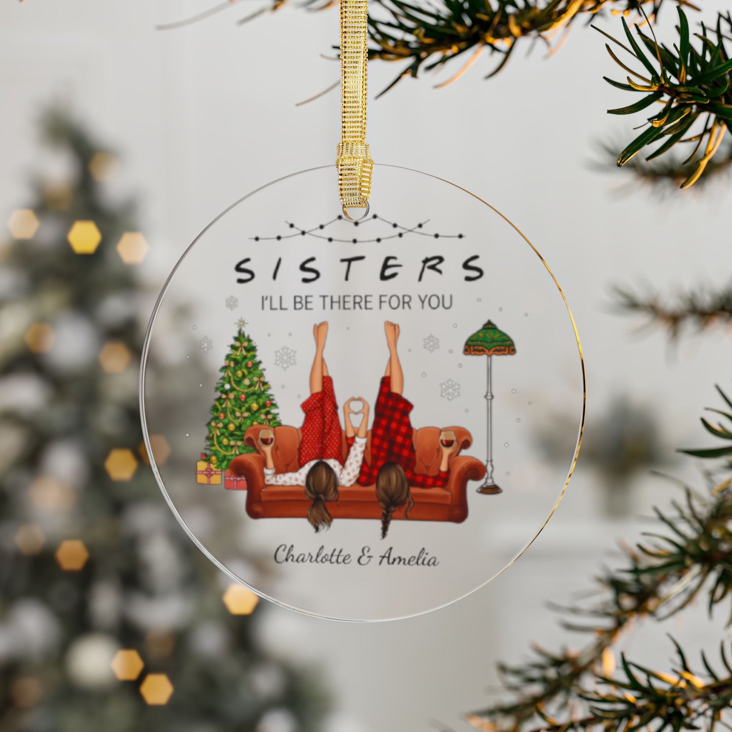 Personalized Sisters Ornament, Besties Christmas Gift, Best Friend Christmas Ornament, Custom Best Friend Gift, Bestie Ornament, Sister Gift