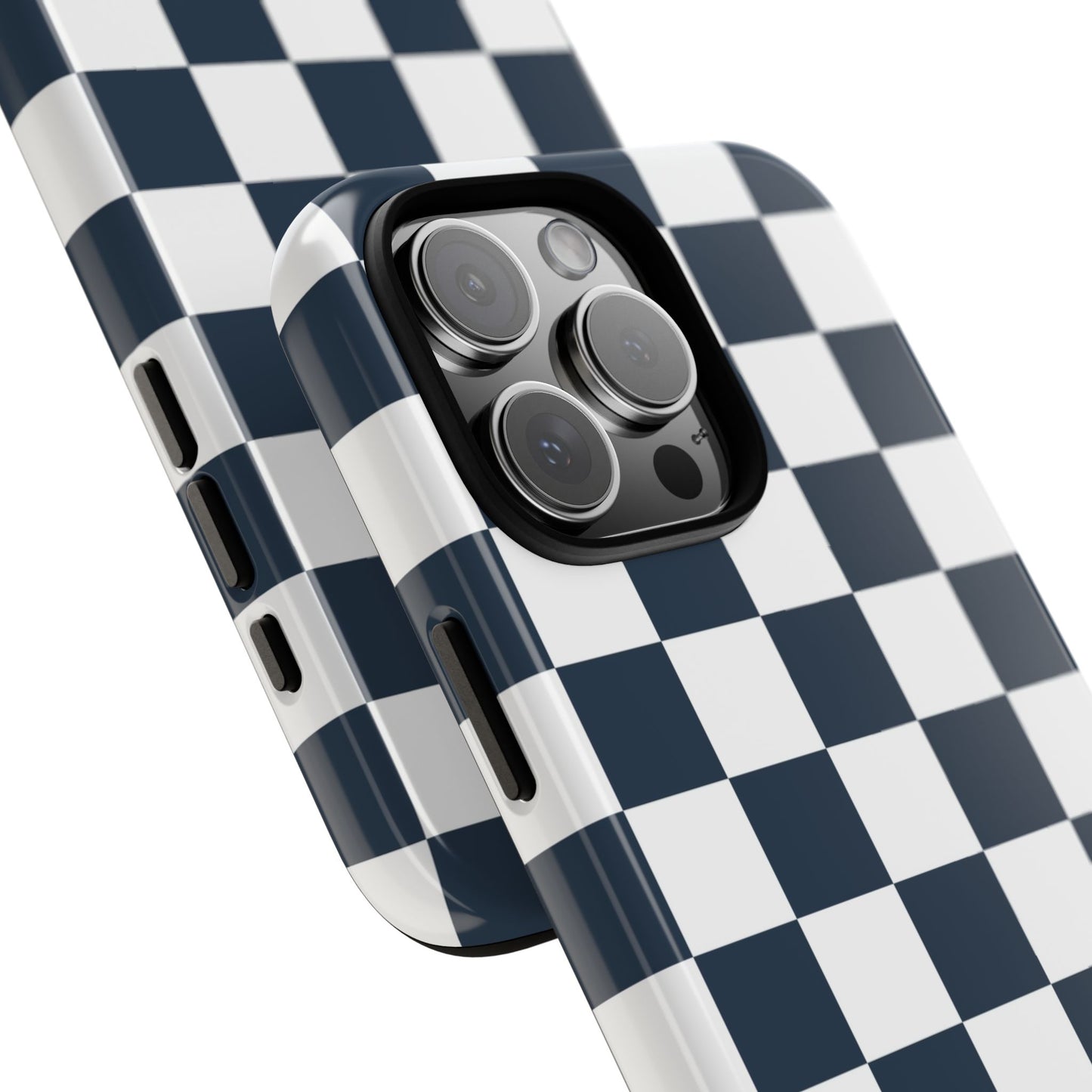 Navy Checkerboard Phone Case, iPhone 17 Pro, 17, 16, 15, 14, 13, 12, 11, X, XR, XS MAX, Tough Case for iPhone