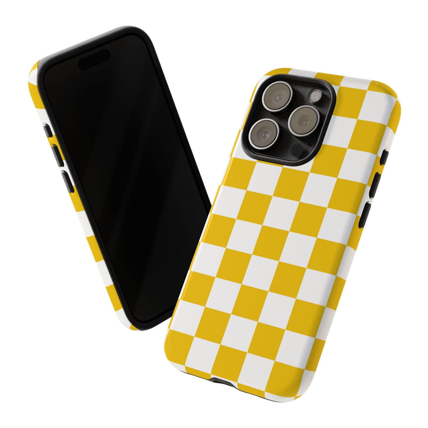 Yellow Checkered Phone Case - iPhone 17 Pro, 17, 16, 15, 14, 13, 12, 11, X, XR, XS MAX, Gift for Friends