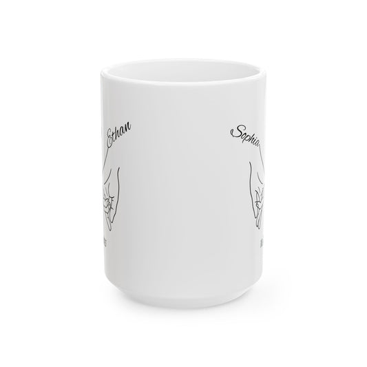 Holding Hands Couple Mug | Personalized Names & Date Coffee Cup | Custom Line Art Couple Mug | Valentine Anniversary Love Gift