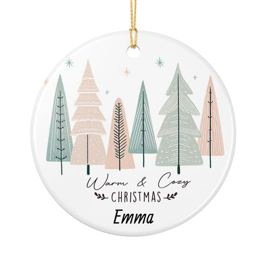 Personalized Name Ornament Pastel Christmas Trees Holiday Keepsake Custom Family Name Ornament 2025 Gift for Her