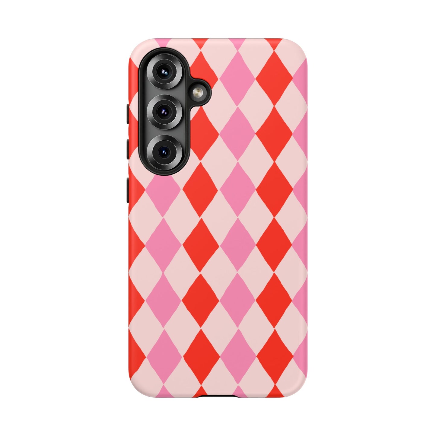 Tough Cases with Red Pink Diamonds, Retro Checkerboard iPhone Case And Samsung Case, Slim Fit Phone Case, Stylish Gift