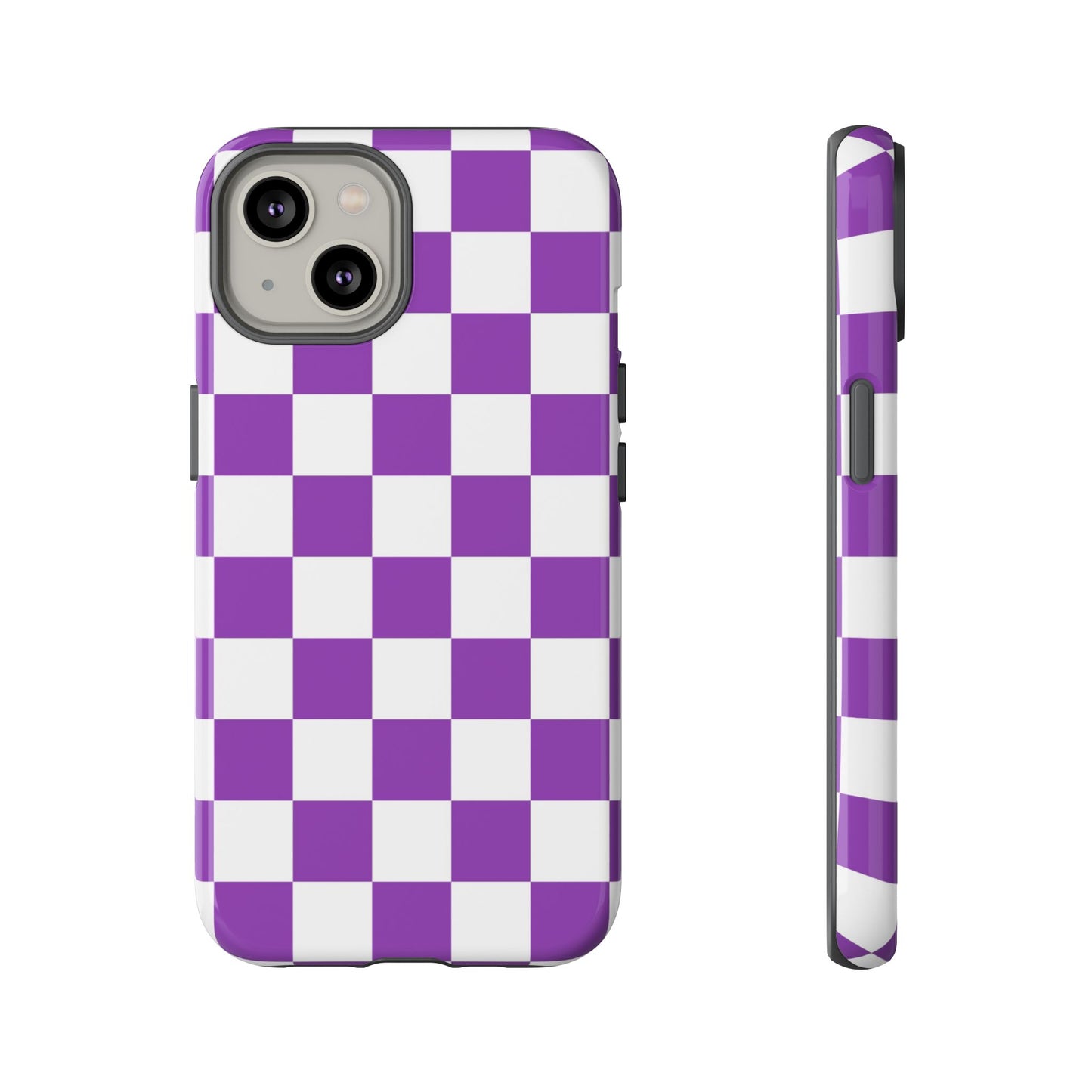 Purple Checkered Phone Case,  iPhone 17 Pro, 17, 16, 15, 14, 13, 12, 11, X, XR, XS MAX, Trendy Gift for Friends, Accessory for Occasions