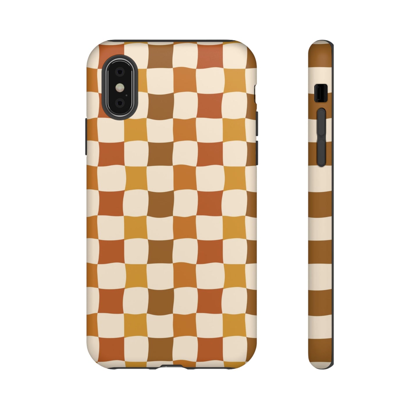 Boho Checked Phone Case, Checkerboard Design, Durable Protection, Phone Cover, Phone case For iPhone and Samsung, Trendy Phone Cover