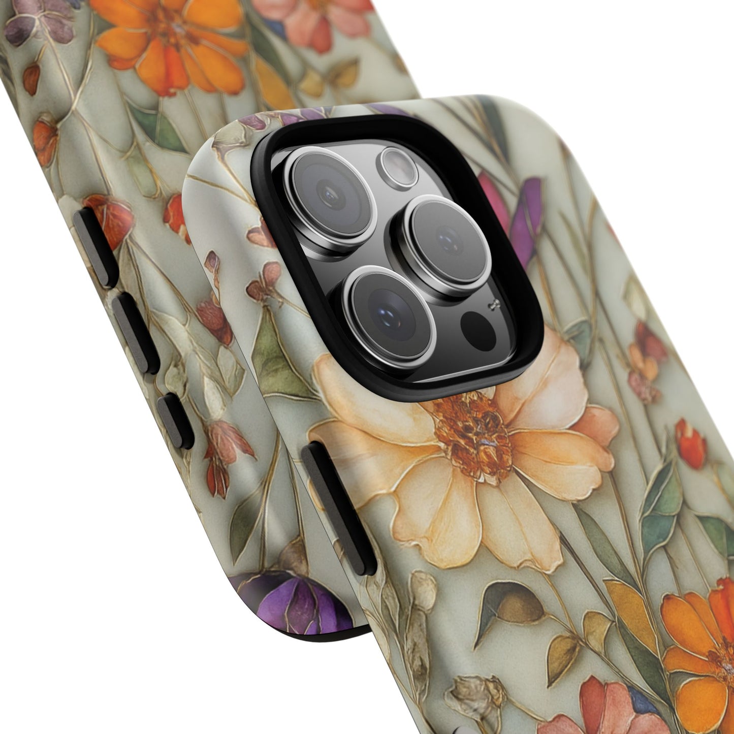 Phone case For iPhone & Samsung, Wildflower Mosaic MagSafe iPhone Case: Botanical Floral Design iPhone