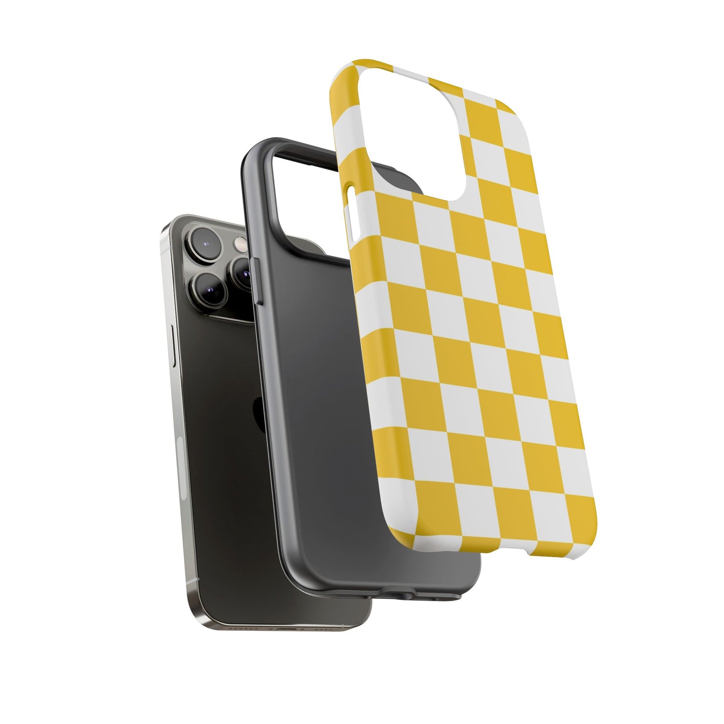 Yellow Checkered Phone Case - iPhone 17 Pro, 17, 16, 15, 14, 13, 12, 11, X, XR, XS MAX, Gift for Friends