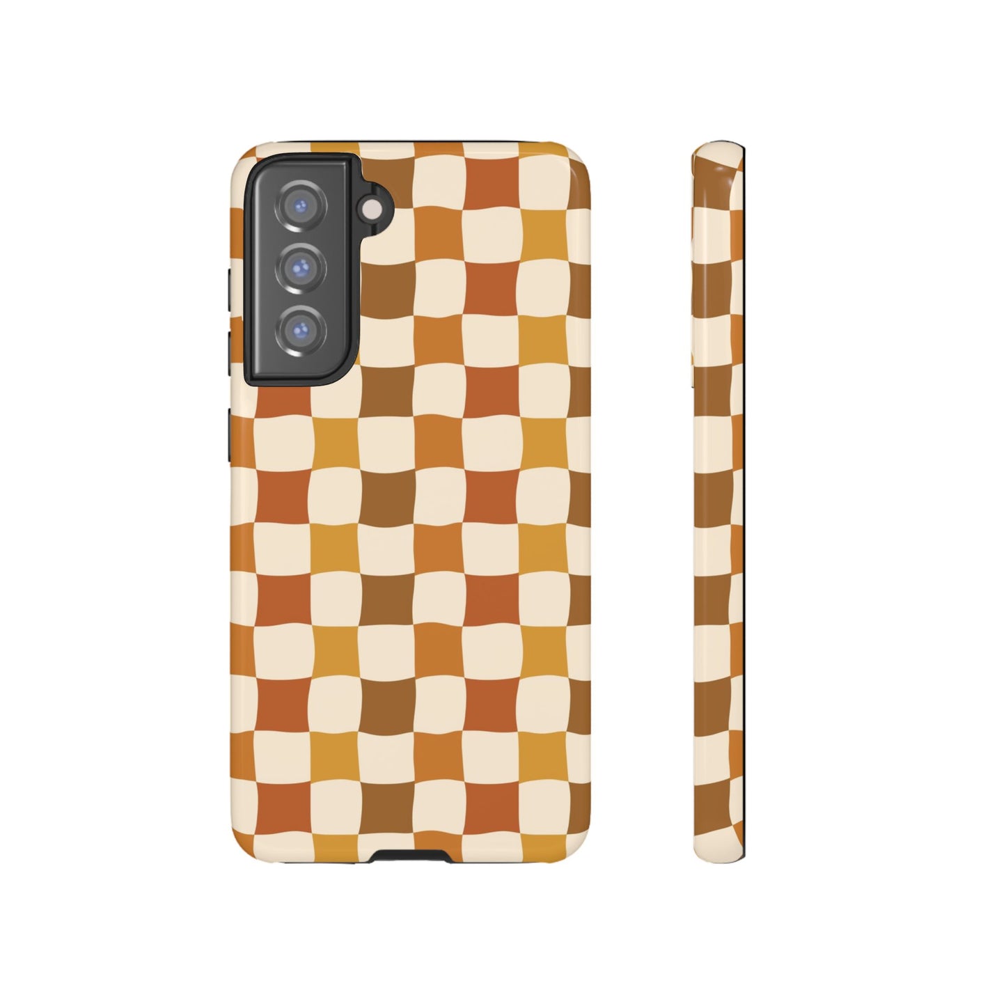 Boho Checked Phone Case, Checkerboard Design, Durable Protection, Phone Cover, Phone case For iPhone and Samsung, Trendy Phone Cover
