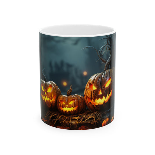 Halloween Pumpkin Ceramic Mug, Spooky Coffee Cup, Fall Decor, Gift for Halloween Lovers, Jack-O'-Lantern Mug, Seasonal Drinkware