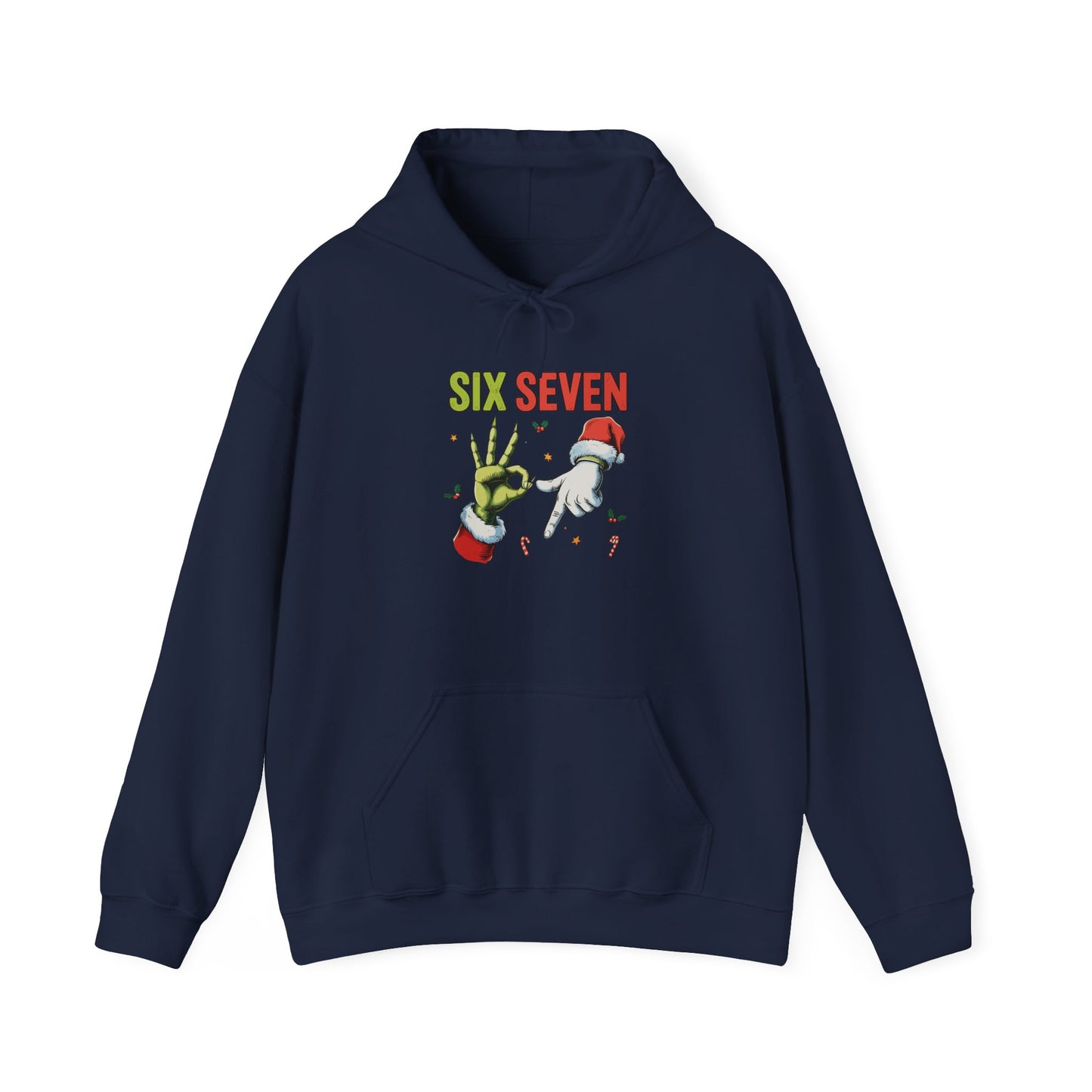 Funny Six Seven Christmas Hoodie | Santa Hands Holiday Pullover | Unisex Cozy Christmas Sweatshirt | Funny Holiday Gift for Men Women