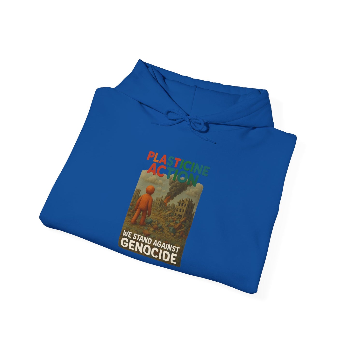 PLASTICINE ACTION Hoodie Palestine Anti Genocide hoodie Clay Art Gaza Protest Tee Human Rights Activist Gift Handmade Style Human Billboard