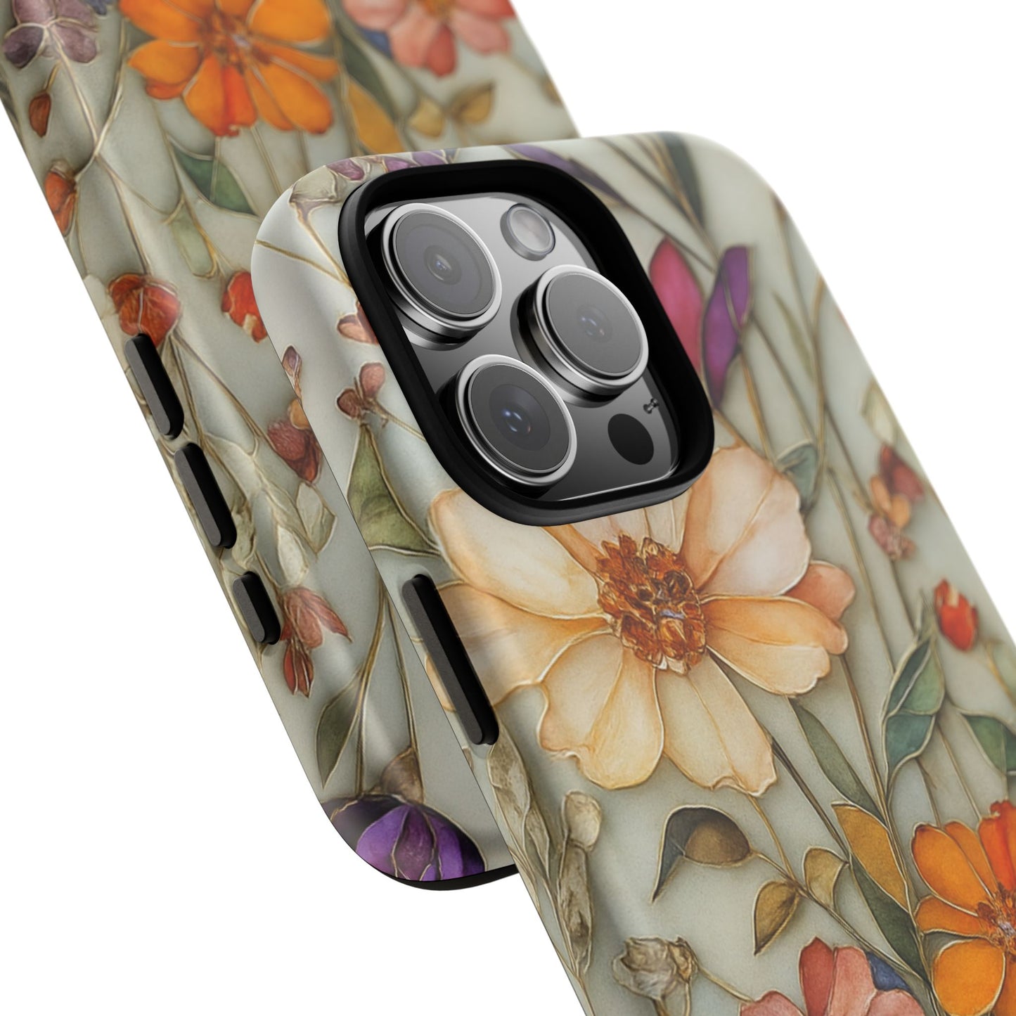 Phone case For iPhone & Samsung, Wildflower Mosaic MagSafe iPhone Case: Botanical Floral Design iPhone