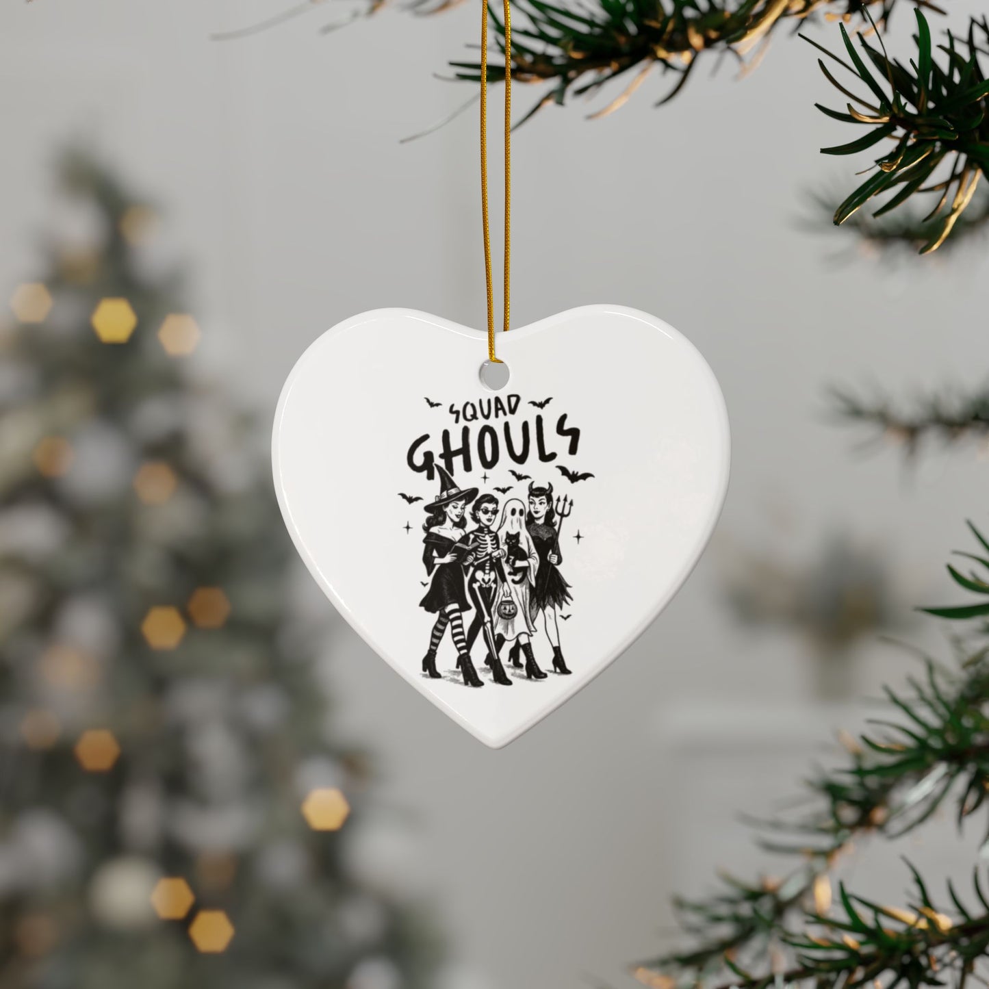 Personalized Squad Ghouls Halloween Ornaments, Double Sided Ceramic Ornament, Fall Decor, Halloween Gifts, Party Favors