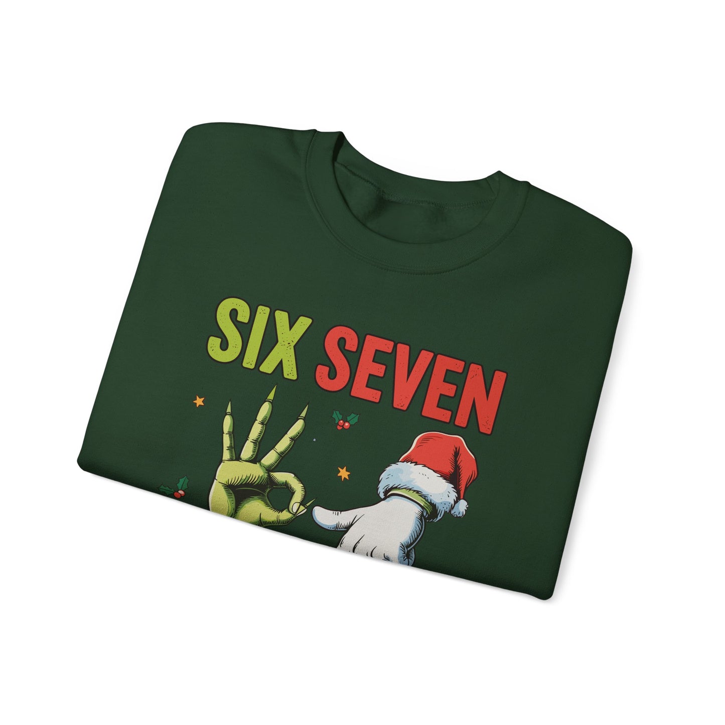 Funny Six Seven Christmas Sweatshirt | Santa Hands Holiday Crewneck | Cozy Pink Christmas Sweater for Men Women | Festive Holiday Gift