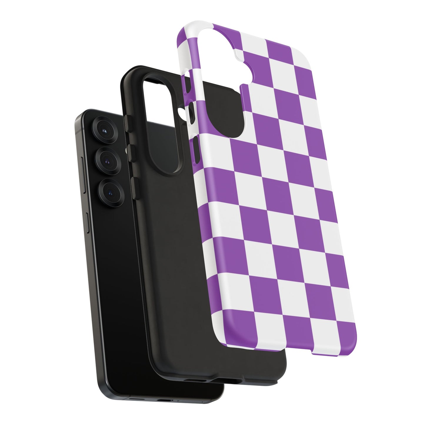 Purple Checkered Phone Case, Samsung Galaxy S25, S25 Plus, S24, S24 Plus, S24 Ultra, S23, S22, S22 Plus, S21 Ultra, S21 FE, S20+