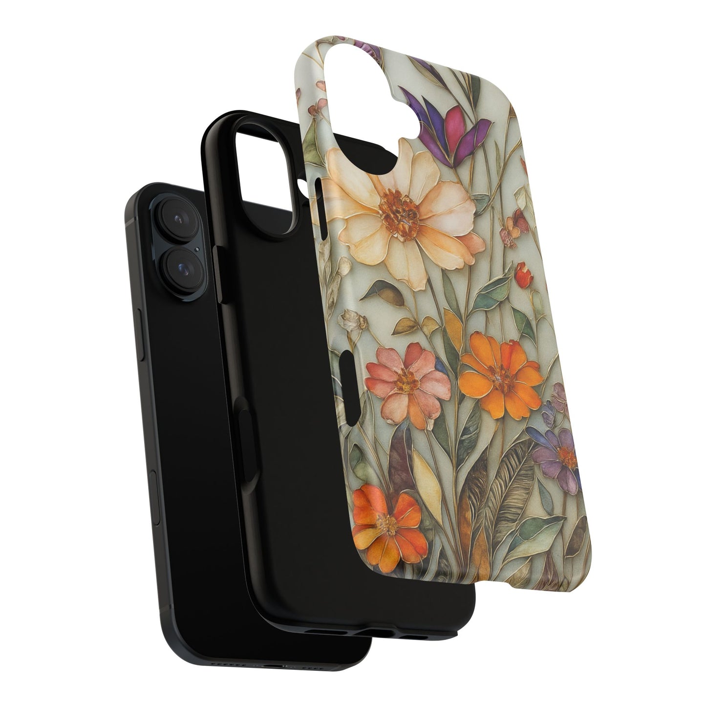 Phone case For iPhone & Samsung, Wildflower Mosaic MagSafe iPhone Case: Botanical Floral Design iPhone