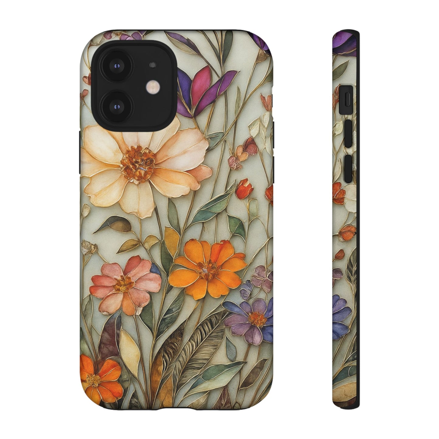 Phone case For iPhone & Samsung, Wildflower Mosaic MagSafe iPhone Case: Botanical Floral Design iPhone