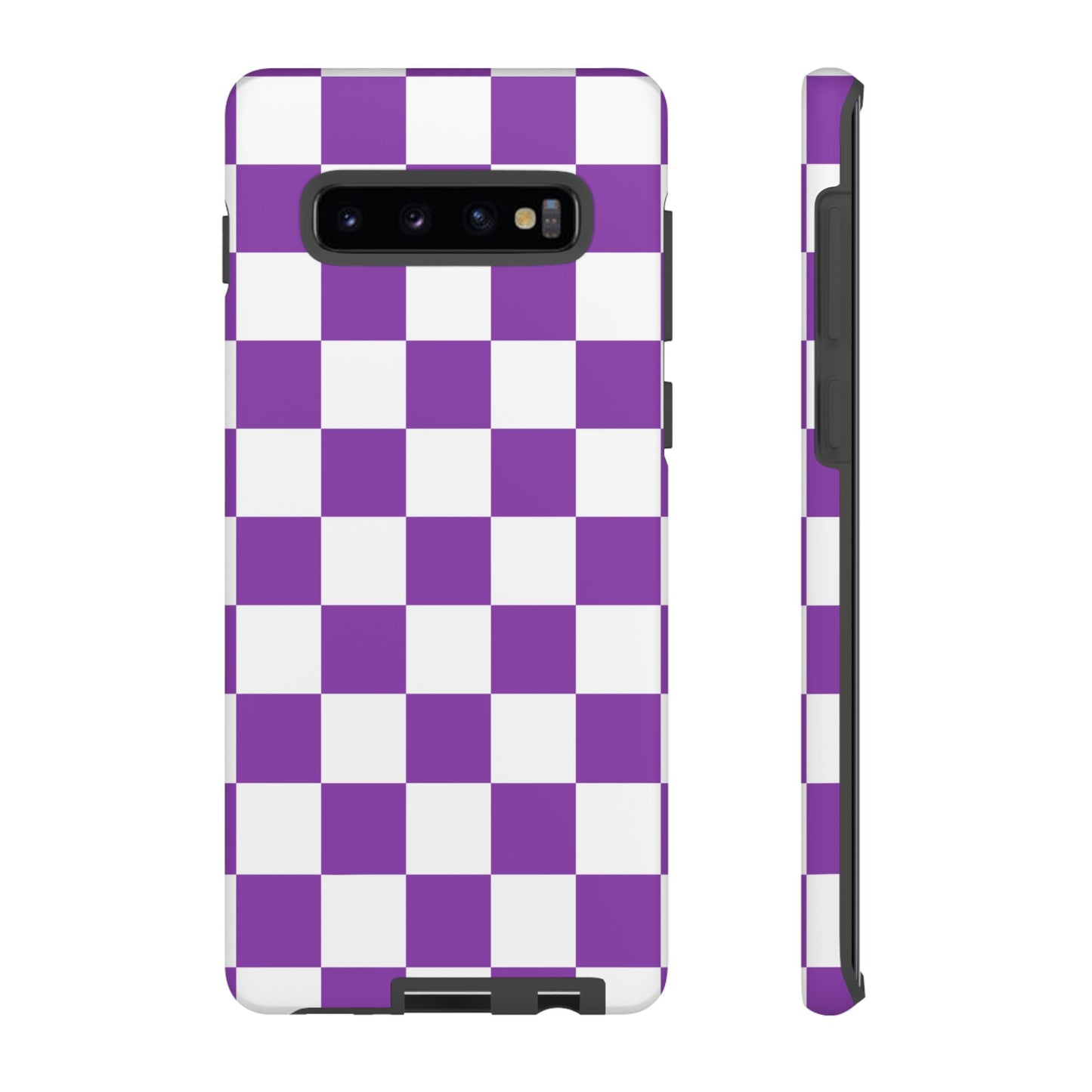 Purple Checkered Phone Case, Samsung Galaxy S25, S25 Plus, S24, S24 Plus, S24 Ultra, S23, S22, S22 Plus, S21 Ultra, S21 FE, S20+