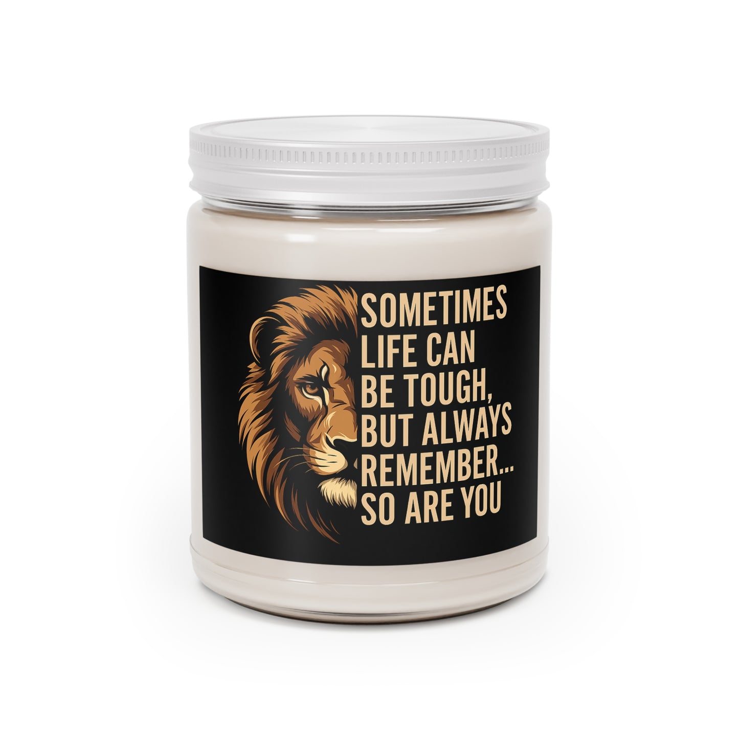 Inspirational Scented Candle, Soy Wax Candle with Lion Design, Relaxation Home Décor, Thoughtful Gift for Friends
