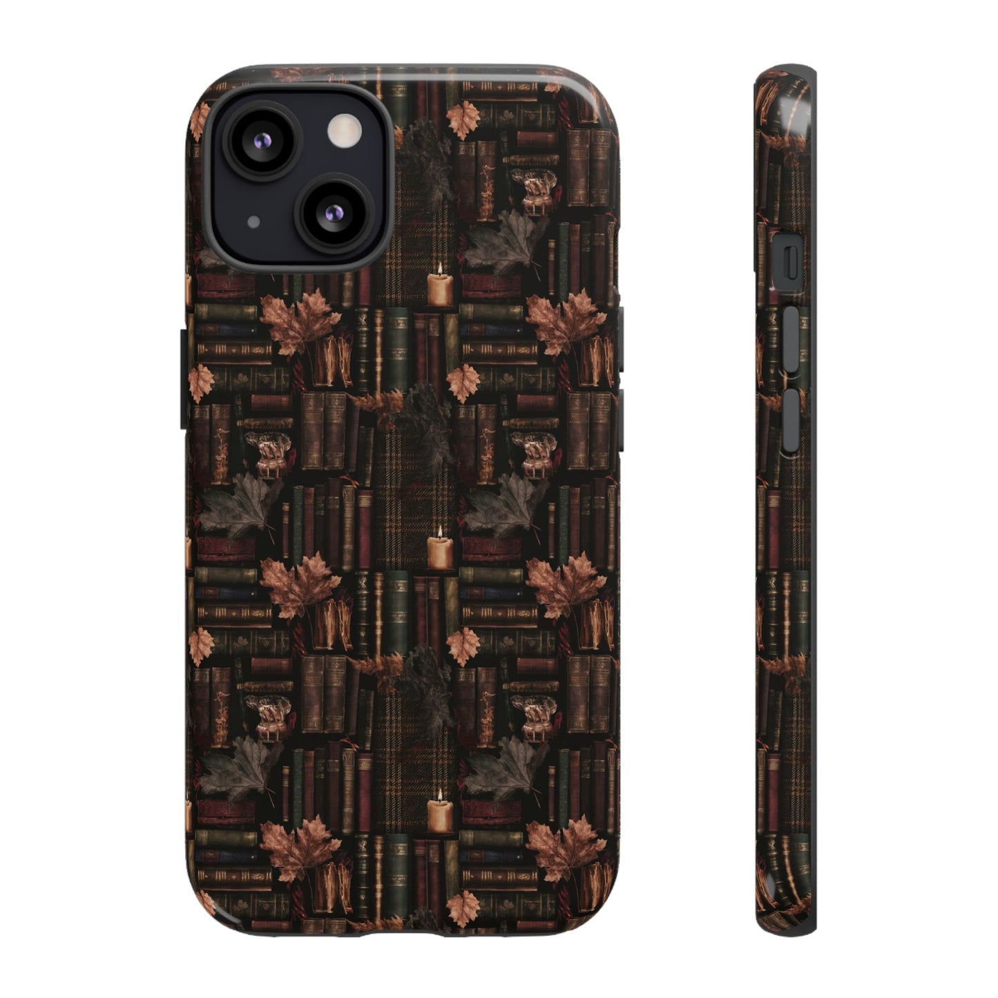 Gothic Phone Case Dark Academia Literary iPhone Samsung Cover with Books & Flowers, Phone case