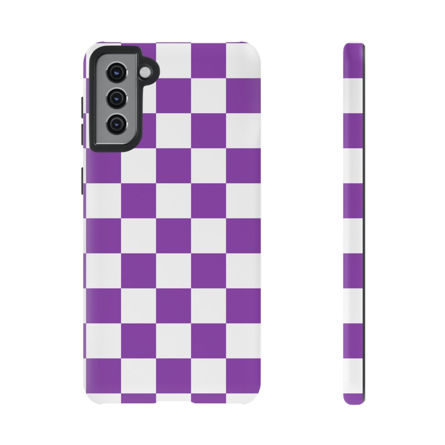 Purple Checkered Phone Case, Samsung Galaxy S25, S25 Plus, S24, S24 Plus, S24 Ultra, S23, S22, S22 Plus, S21 Ultra, S21 FE, S20+