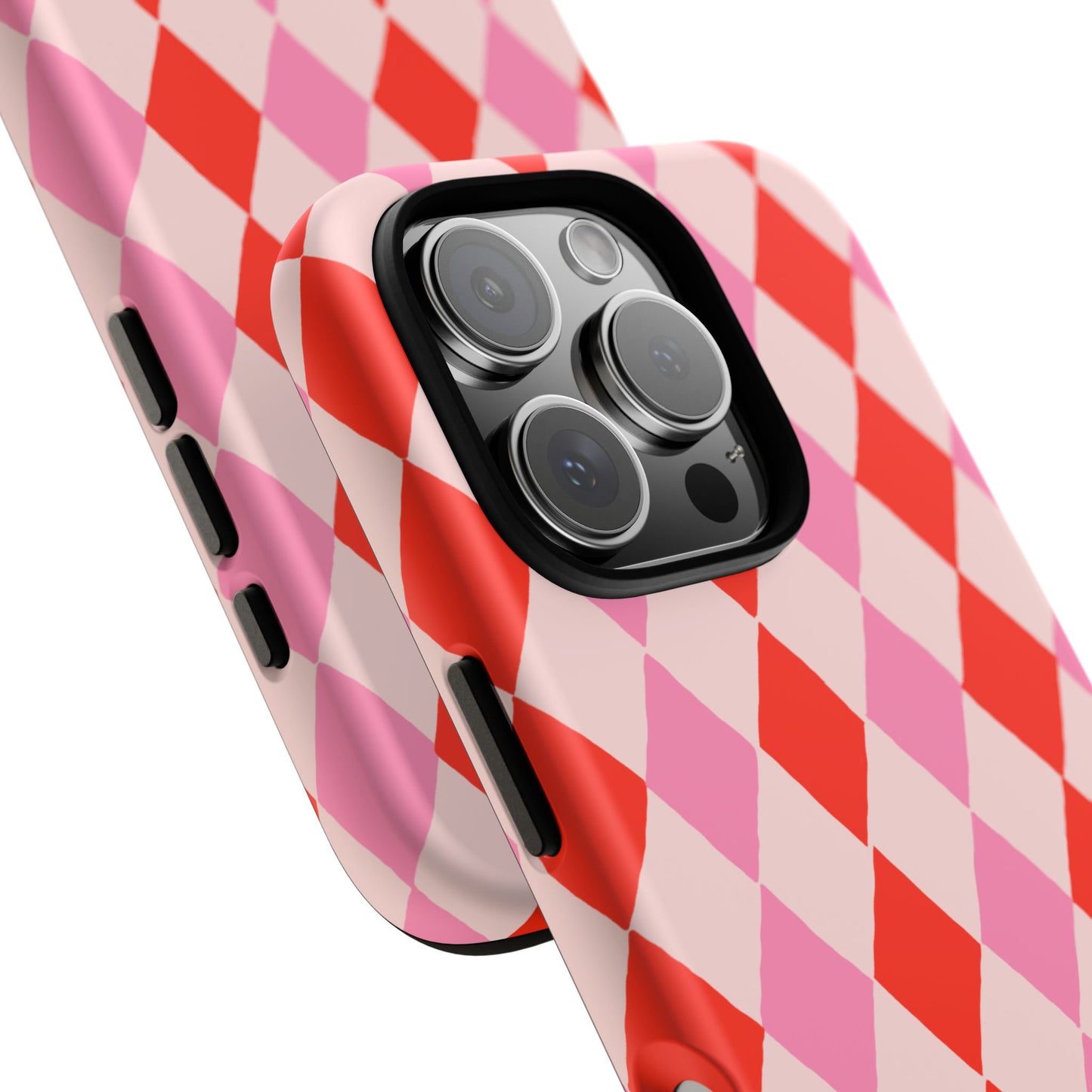 Tough Cases with Red Pink Diamonds, Retro Checkerboard iPhone Case And Samsung Case, Slim Fit Phone Case, Stylish Gift
