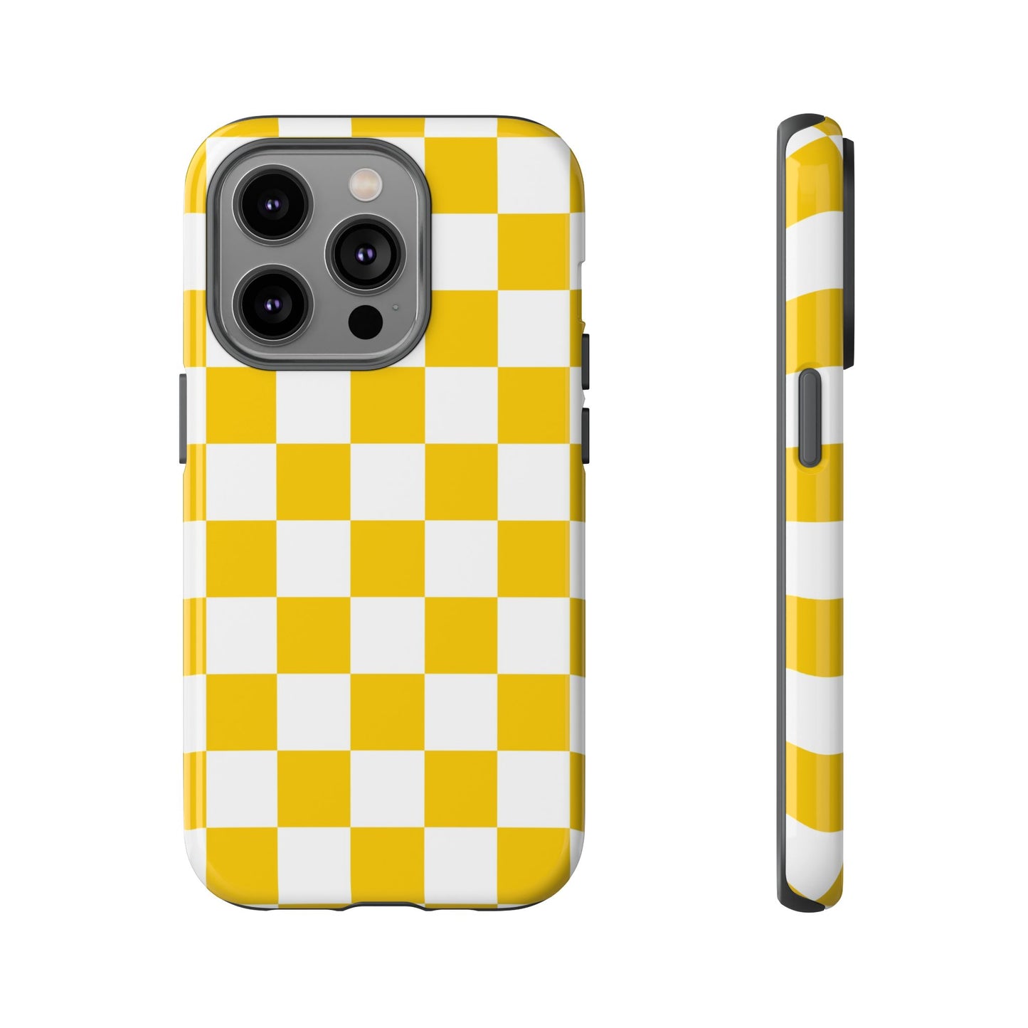 Yellow Checkered Phone Case - iPhone 17 Pro, 17, 16, 15, 14, 13, 12, 11, X, XR, XS MAX, Gift for Friends