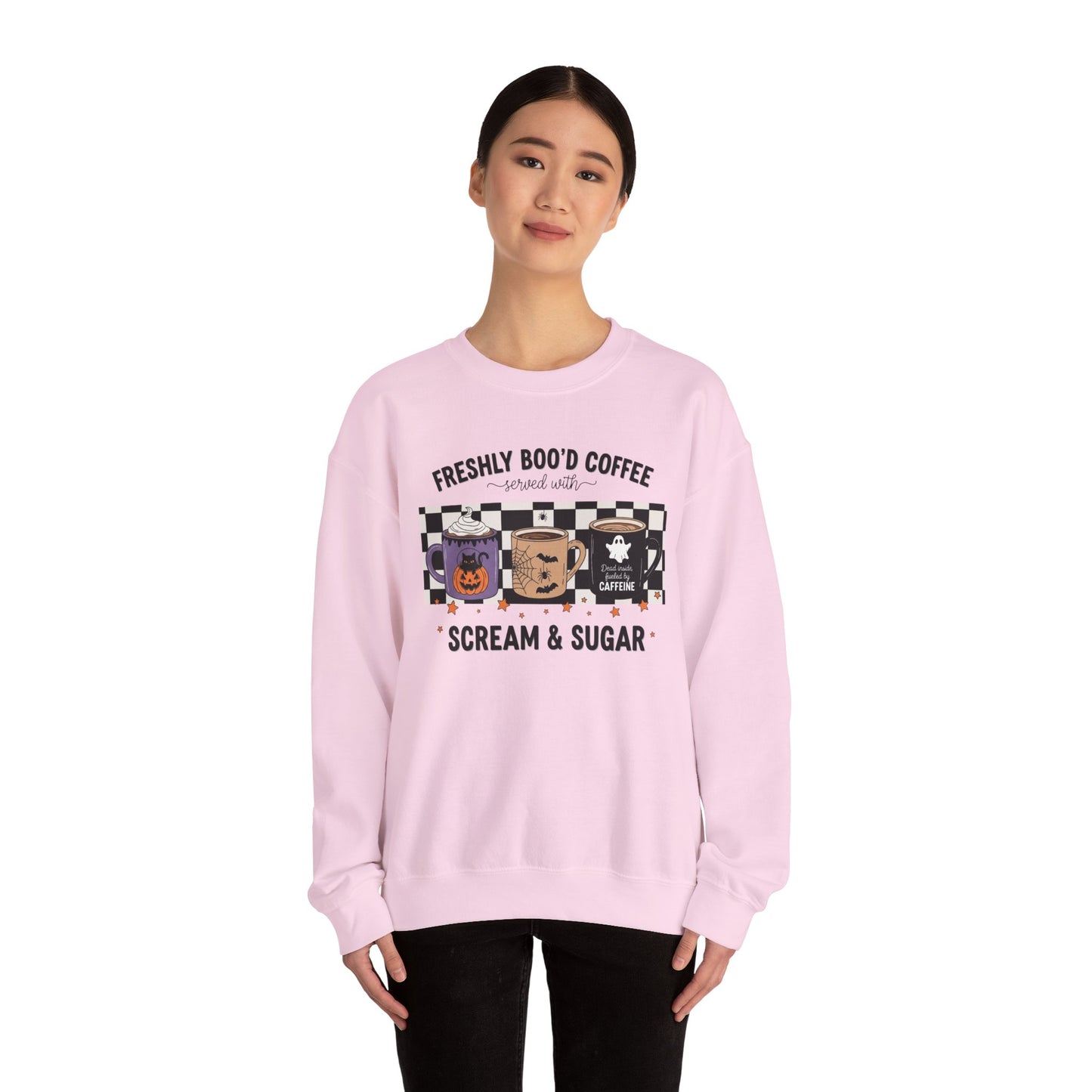 Halloween Coffee Sweatshirt, Cozy Crewneck, Fall Apparel, Scream & Sugar Tee, Gift for Coffee Lovers, Halloween Apparel