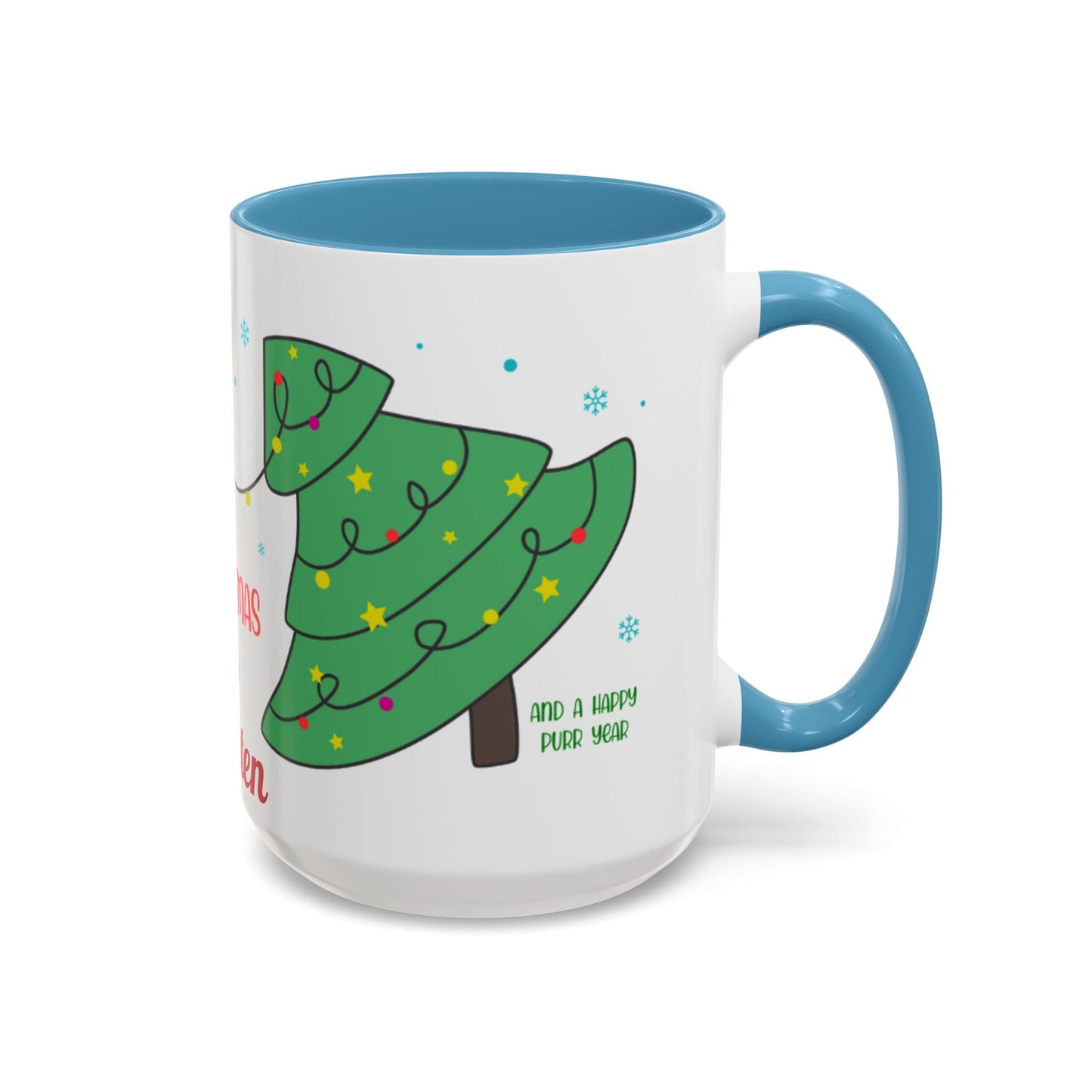 Personalized Meowy Christmas Accent Mug, Funny Holiday Coffee Cup, Cat Lover Gift, Festive Drinkware, Christmas Decor, Personalized Mug