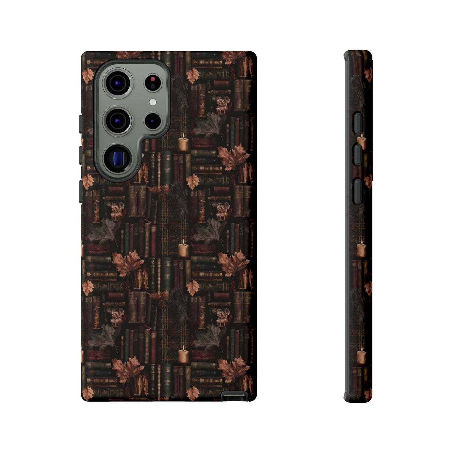 Gothic Phone Case Dark Academia Literary iPhone Samsung Cover with Books & Flowers, Phone case