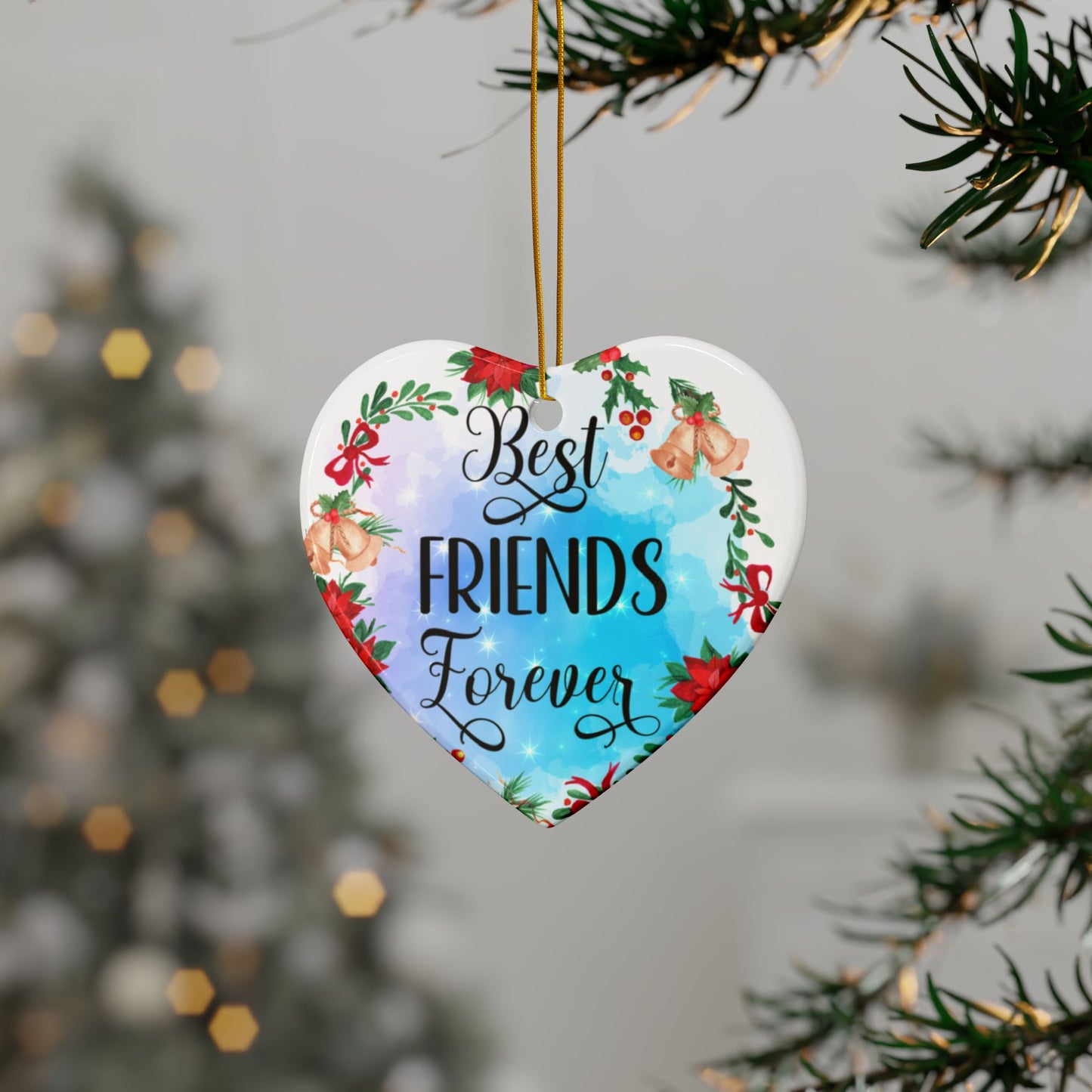 Best Friends Forever Heart Ornament  Friendship Christmas Gift, Cute BFF Keepsake, Holiday Tree Decoration for Bestie, Holiday Gift Idea