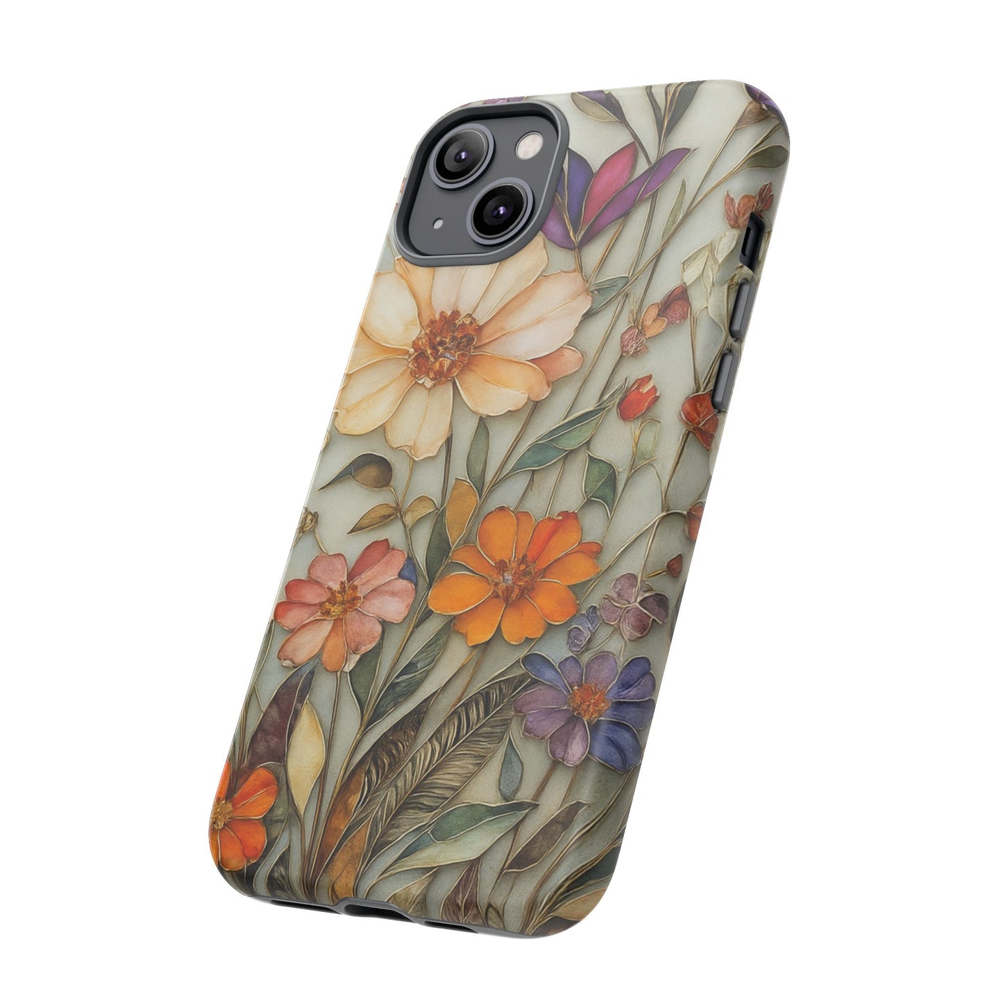 Phone case For iPhone & Samsung, Wildflower Mosaic MagSafe iPhone Case: Botanical Floral Design iPhone