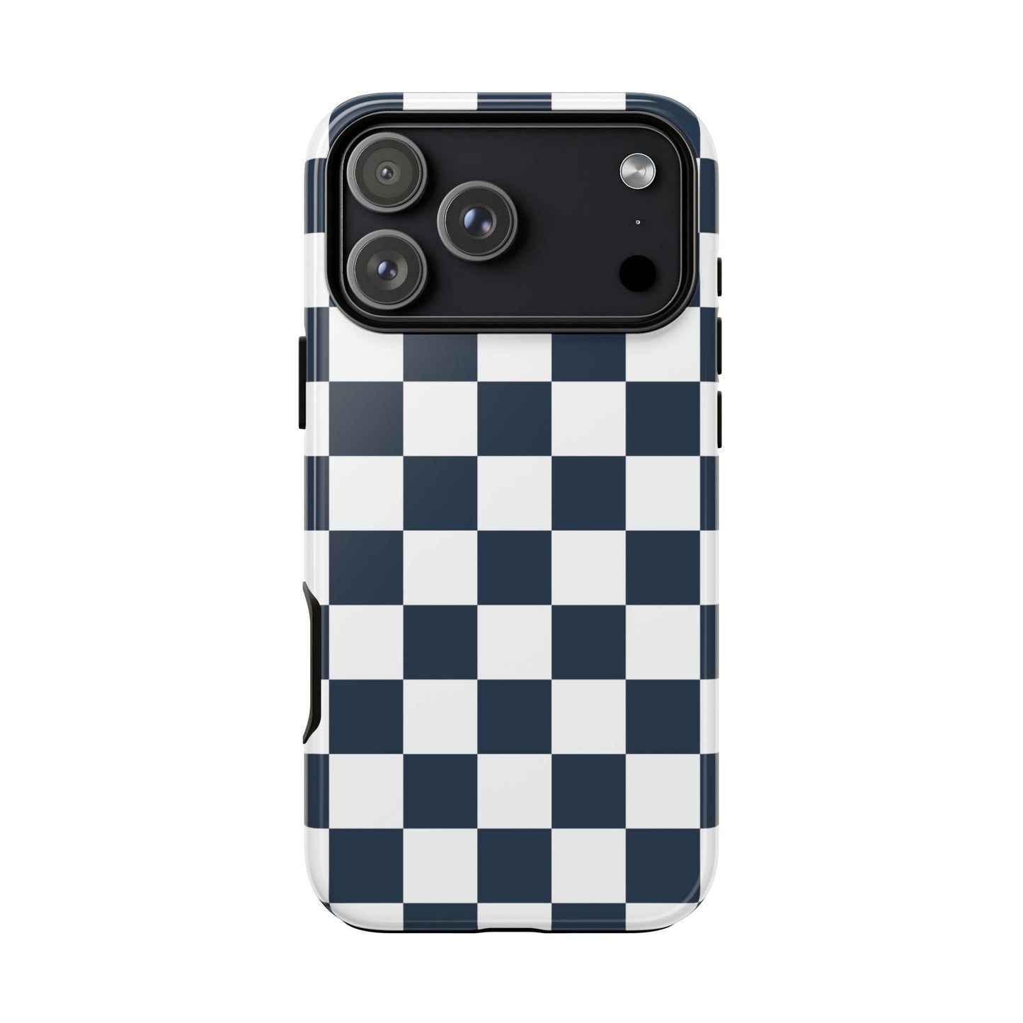 Navy Checkerboard Phone Case, iPhone 17 Pro, 17, 16, 15, 14, 13, 12, 11, X, XR, XS MAX, Tough Case for iPhone