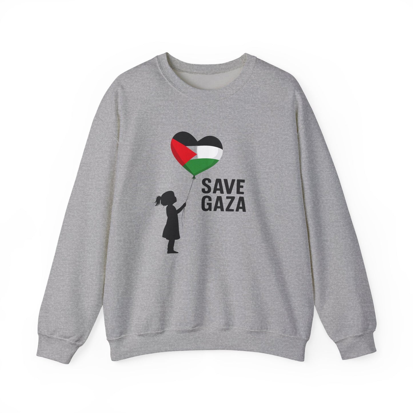 Save Gaza Crewneck Sweatshirt, Protest Apparel, Activist Fashion, Unisex Heavy Blend, Gift for Human Rights Advocates