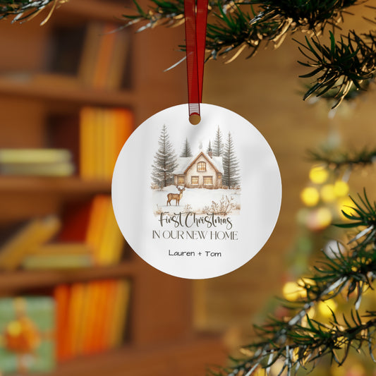 Personalized Christmas Ornaments, First Christmas in Our New Home, Ceramic Christmas Decor, Gift for Couples, Family Keepsake