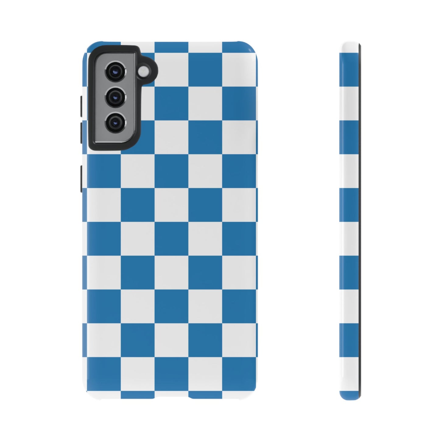 Blue Checkerboard Phone Case, Samsung Galaxy S25, S25 Plus, S24, S24 Plus, S24 Ultra, S23, S22, S22 Plus, S21 Ultra, S21 FE, S20+