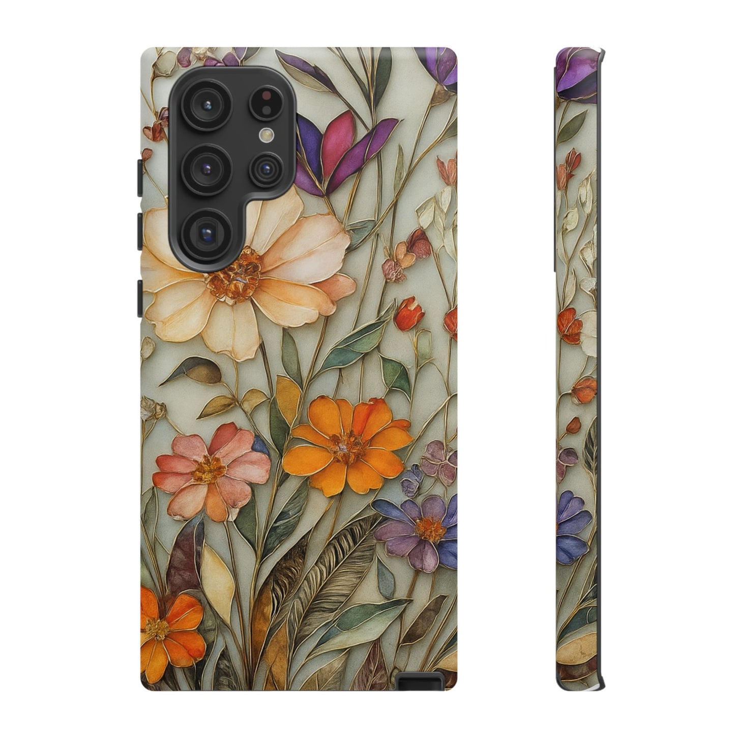 Phone case For iPhone & Samsung, Wildflower Mosaic MagSafe iPhone Case: Botanical Floral Design iPhone