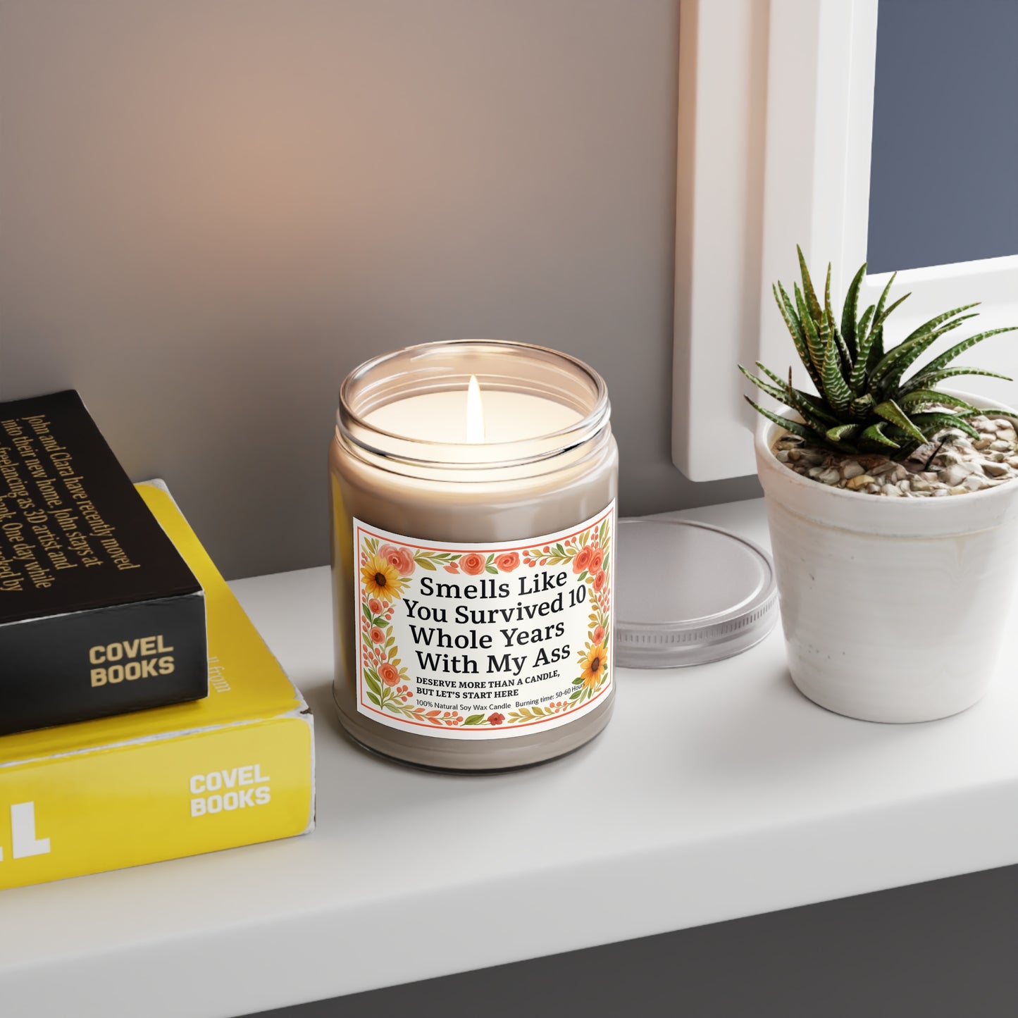 Funny Scented Candle - Smells Like You Survived 10 Whole Years, Gift for Friends, Birthday Candle, Fun Décor, Self-Care Treat