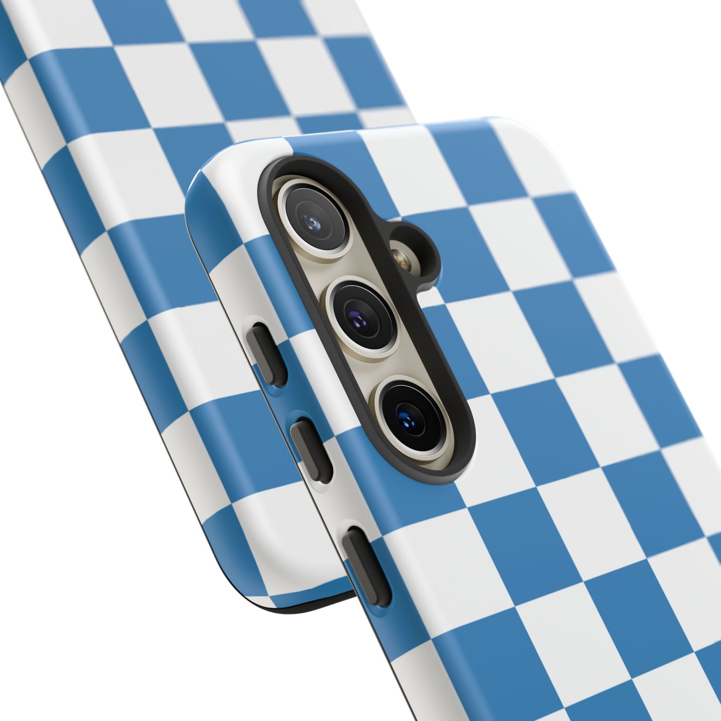 Blue Checkerboard Phone Case, Samsung Galaxy S25, S25 Plus, S24, S24 Plus, S24 Ultra, S23, S22, S22 Plus, S21 Ultra, S21 FE, S20+