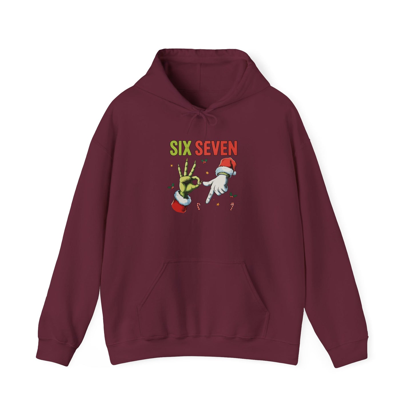 Funny Six Seven Christmas Hoodie | Santa Hands Holiday Pullover | Unisex Cozy Christmas Sweatshirt | Funny Holiday Gift for Men Women