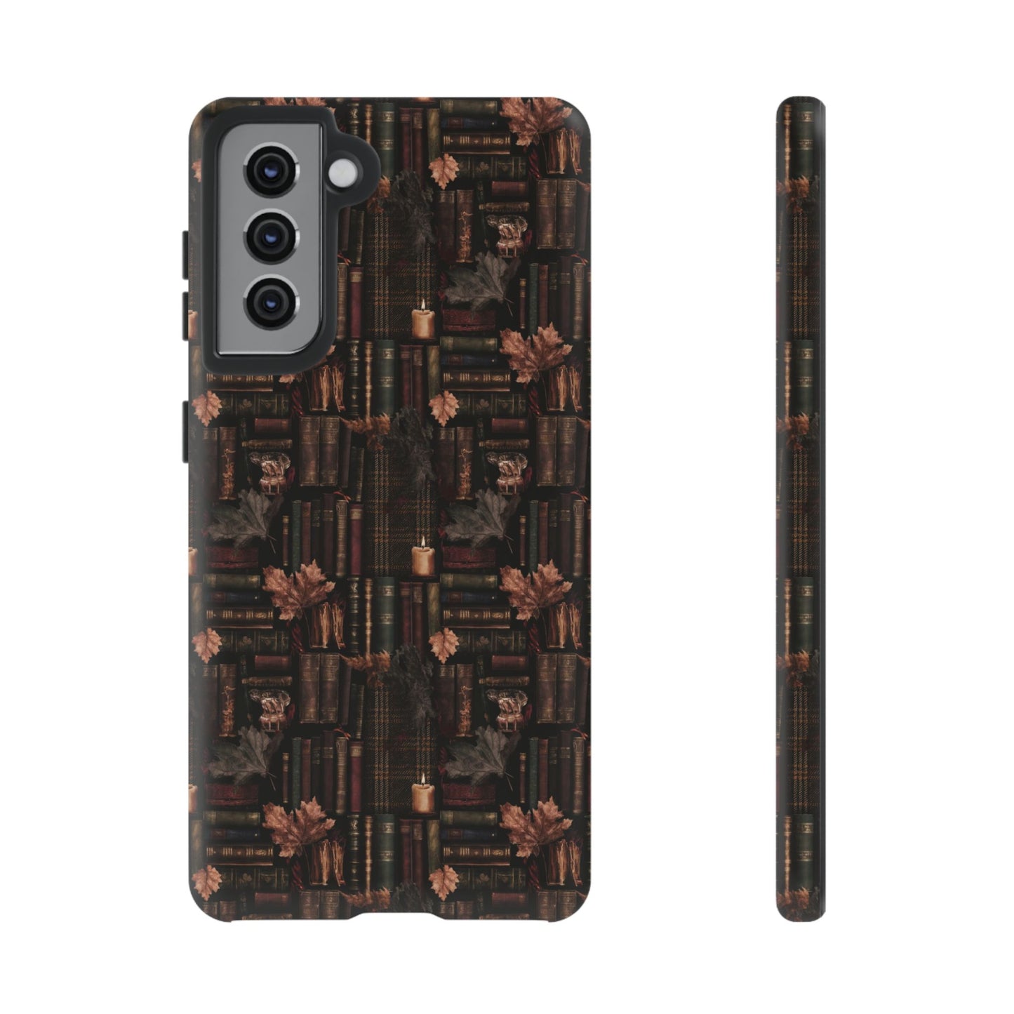 Gothic Phone Case Dark Academia Literary iPhone Samsung Cover with Books & Flowers, Phone case