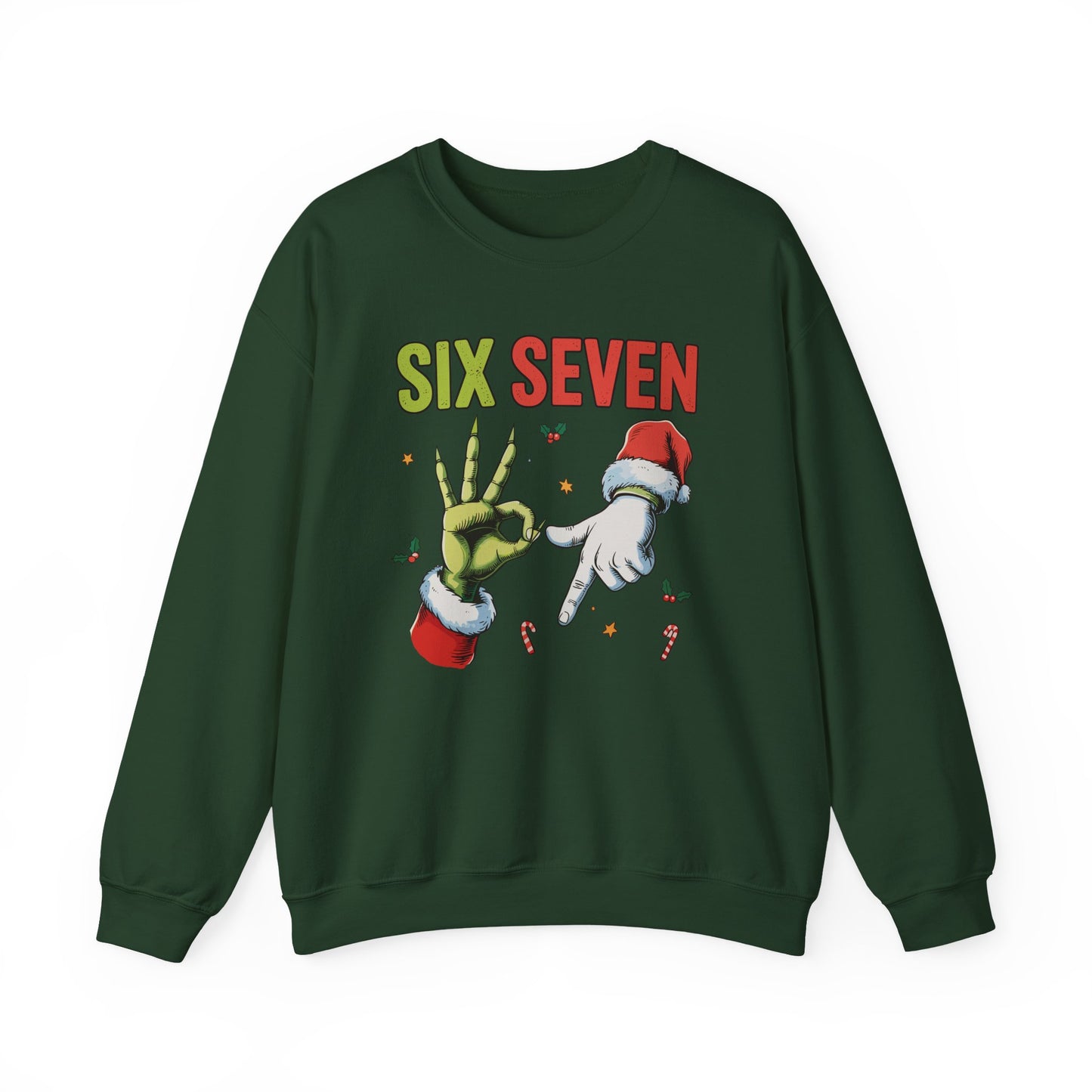 Funny Six Seven Christmas Sweatshirt | Santa Hands Holiday Crewneck | Cozy Pink Christmas Sweater for Men Women | Festive Holiday Gift