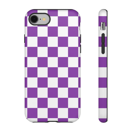 Purple Checkered Phone Case,  iPhone 17 Pro, 17, 16, 15, 14, 13, 12, 11, X, XR, XS MAX, Trendy Gift for Friends, Accessory for Occasions