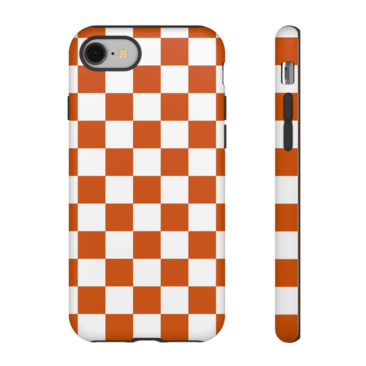 Checkered Phone Case, Checkered Phone Case - iPhone 17 16 15 14 13 12 11 Pro Max  - Trendy Black and Brown Checkerboard