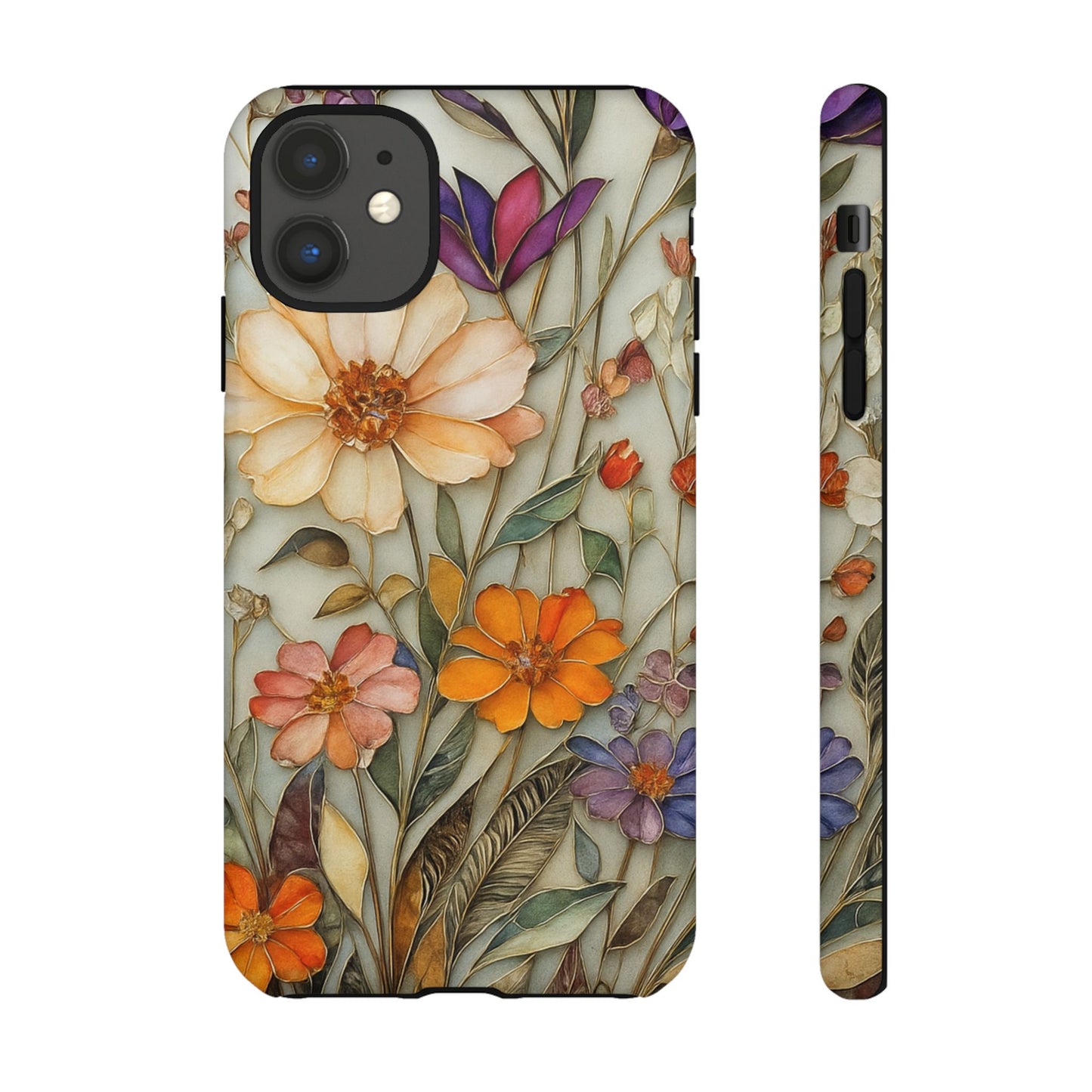 Phone case For iPhone & Samsung, Wildflower Mosaic MagSafe iPhone Case: Botanical Floral Design iPhone