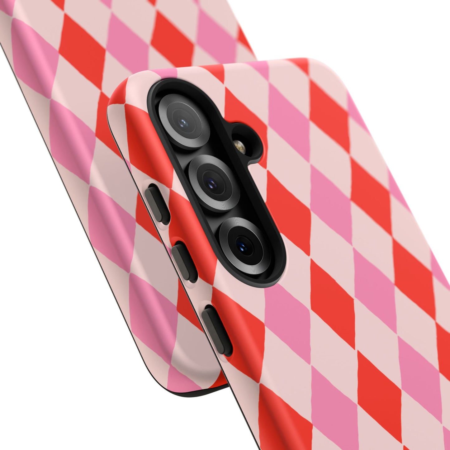 Tough Cases with Red Pink Diamonds, Retro Checkerboard iPhone Case And Samsung Case, Slim Fit Phone Case, Stylish Gift